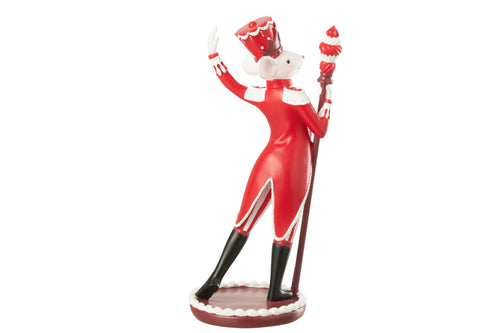 J-Line decoratie Muis Circus  +  cake - polyresin - kerstrood/wit