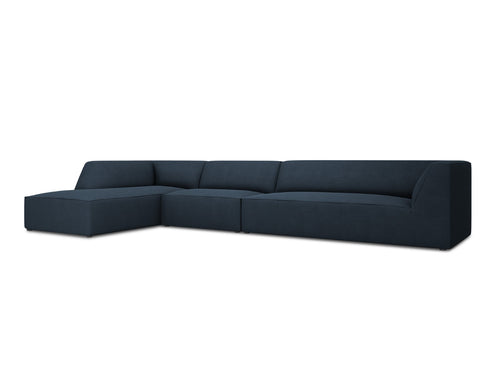 Micadoni linker hoekbank Ruby 5-zits, structurele stof, marineblauw - 180x366x69cm