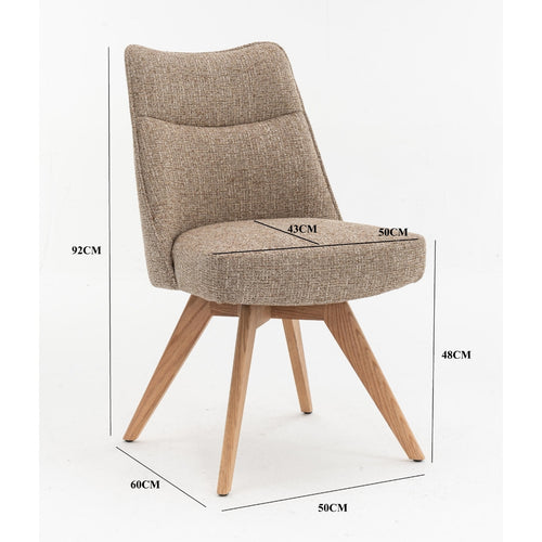 DÉJA Living Eetkamerstoel Meau - Taupe/Naturel - Draaibaar - Set van 2
