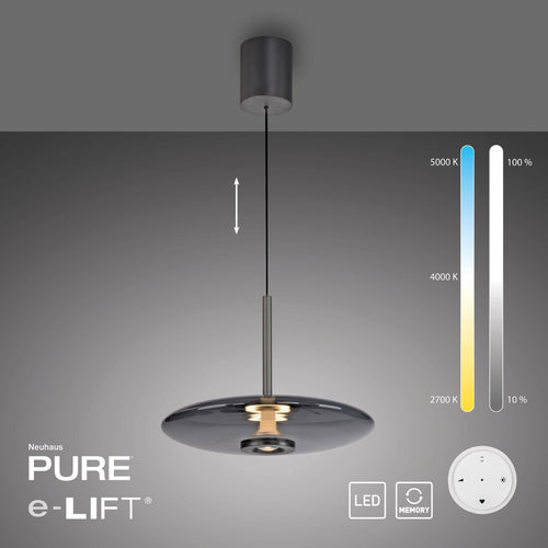 Neuhaus PURE hanglamp E-Vitrum - 1 lichts - 45  x 240   cm - antraciet