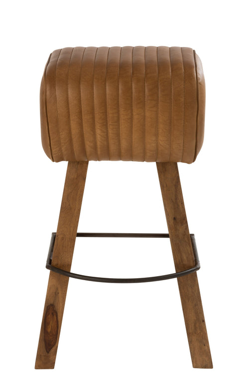 J-Line kruk Gym - leder/hout - camel/naturel