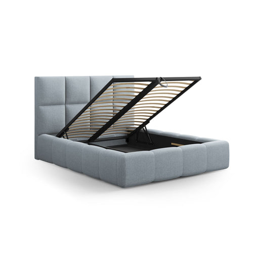 Cosmopolitan Design - Opbergbed met hoofdeinde Livigno 200x140cm structurele stof lichtblauw - 230x165x125cm