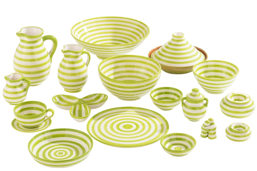 J-Line asbak Granada Stripes - keramiek - wit/groen - large