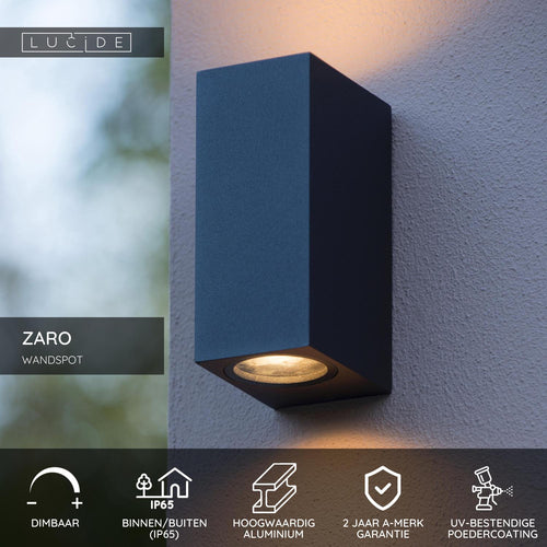 Lucide wandspot ZARO - 2xGU10 (MR16) - Zwart