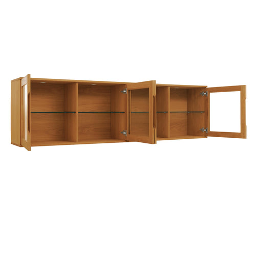 Furnhouse 4-deurs wandkast Kerteminde - Natuurlijk eikenhout - MDF, Eikenfineer, Glas - 37x213x60