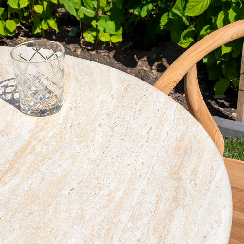 DÉJA Living Tuintafel Brunn - Travertin - Rond - 130x130x76cm - vtwonen shop