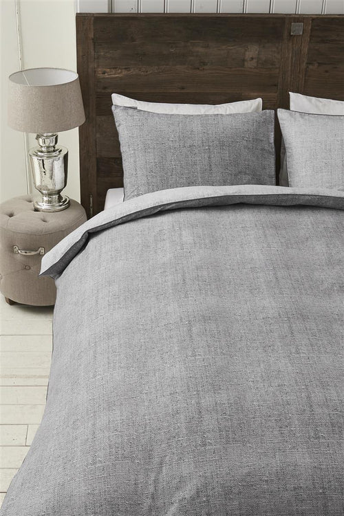 Rivièra Maison - Coughton Court dekbedovertrek - Eenpersoons - 140x200/220 cm - Antraciet