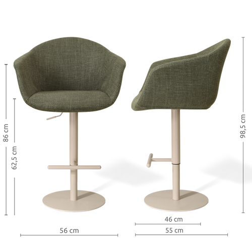 Nolon Niva-Otis tulp barkruk forestgroen - verstelbaar - beige poten