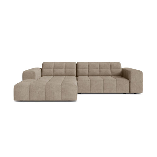 Cosmopolitan Design - Linker hoekbank Chicago 3-zits, chenille donkerbeige - 167x234x78cm