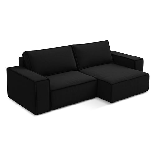LaMiaSofa hoekbank rechts Livorno - velours - zwart - 257x148x82