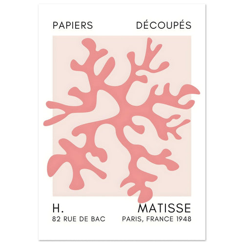 Artfulprints Poster Matisse – Dreamy coral flower taupe   - A4 21x29.7 cm - Taupe