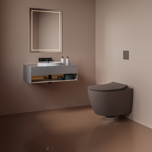 Isvea Wc Toilet Badkamer Hangend Bidet Taupe Inclusief Softclose Toiletbril - vtwonen shop