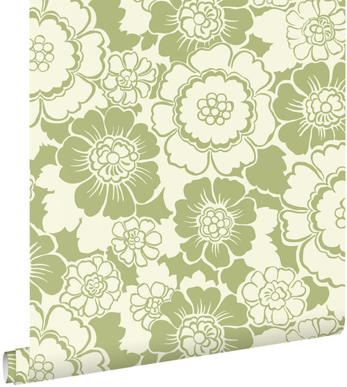 ESTAhome behang retro bloemen groen - 50 x 900 cm - 131525 - vtwonen shop
