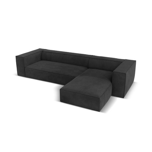 Cosmopolitan Design - Rechter hoekbank Turin 5-zits, structurele stof donkergrijs - 173x290x68cm