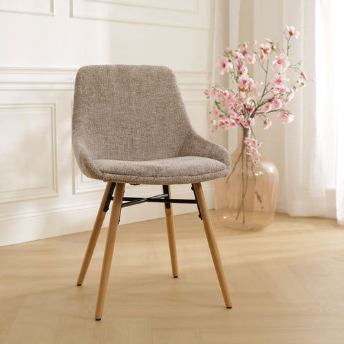 Nolon Nena-Isa Eetkamerstoel Bruin - Stof - Houten Poten - vtwonen shop