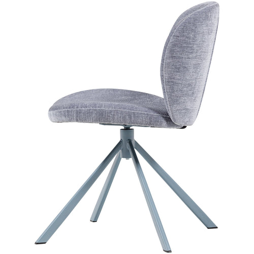 WOOOD eetkamerstoelen Femke - Chenille - Blauw - Set van 2