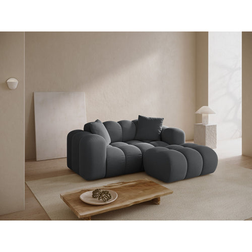 Cosmopolitan Design - Rechter hoekbank Treno 2-zits, flueel grijs - 164x180x70cm