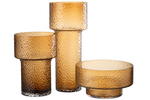 J-Line vaas Laag Betty - glas - bruin - 45 cm hoog