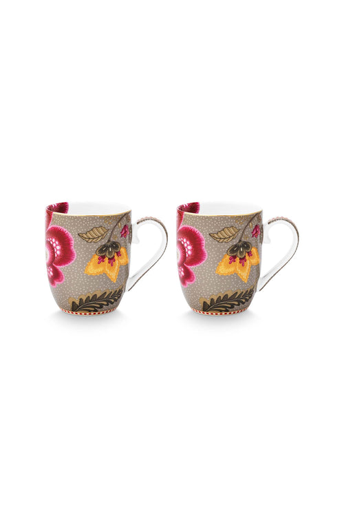 Pip Studio Mokken - Blooming Tales - Khaki - 200ml - Set van 2