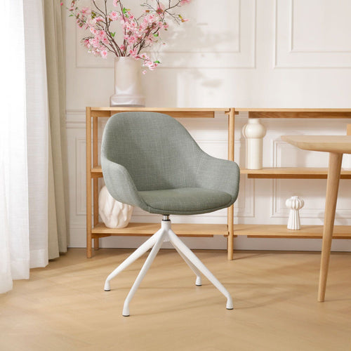 Nolon Nola-Mae Eetkamerstoel Saliegroen - Draaibaar Wit Onderstel - vtwonen shop