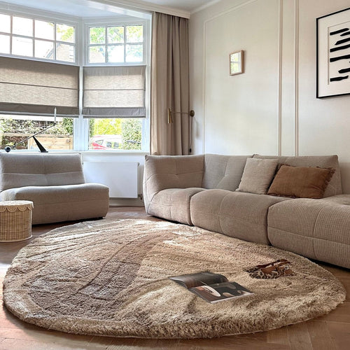 Organisch hoogpolig vloerkleed Odelia bruin/taupe - Interieur05 - 150 x 80 cm - vtwonen shop