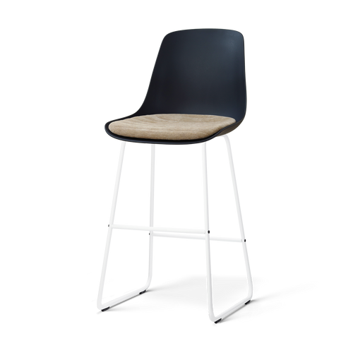 Nolon Nino-Liv barkruk zwart met nougatbruin zitkussen - wit onderstel - 75 cm - vtwonen shop