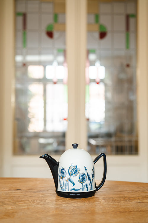 Bredemeijer - Theepot jubileum Cosy Manto 1,0L blauw/tulp - Limited Edition - vtwonen shop