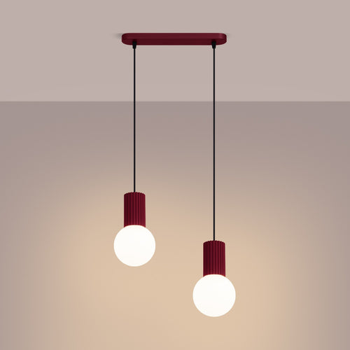 Sollux Lighting Hanglamp HALO 2L bordeaux - 33,5x6x120cm