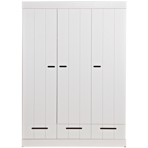 WOOOD kast 3-deurs met lade Connect - Grenen - Wit - 195x140x53 - vtwonen shop