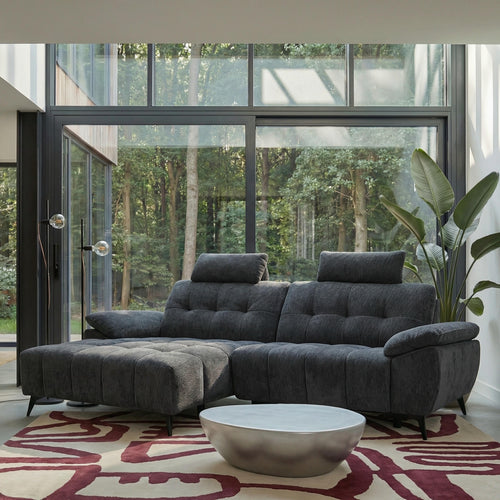 Furnhouse chaise longue bank links Colorado - Zwart - Stof - 156x268x107