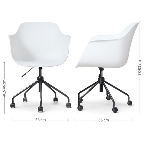 Nolon Nout-Puk Bureaustoelen Set van 2 - Wit - Zwart Onderstel
