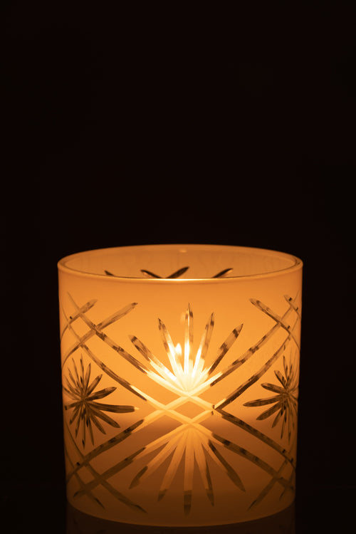 J-Line windlicht Santorini - glas - wit - large