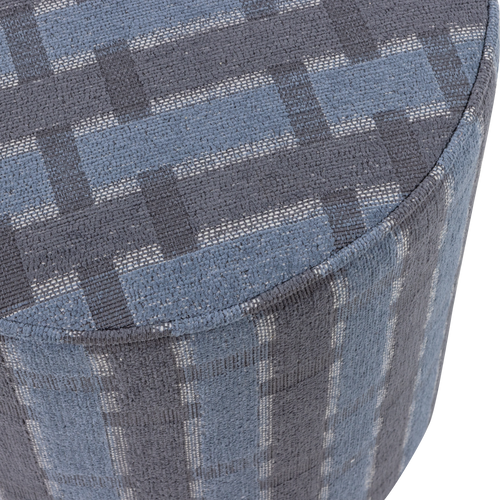 WOOOD poef hoog dessin Sarli - Chenille - Grijs/Blauw - 46x46x46