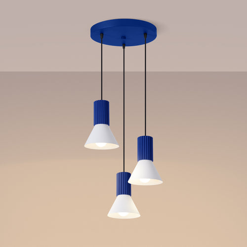 Sollux Lighting Hanglamp ESTRIA 3P wit/ultramarijn - 30x30x120cm