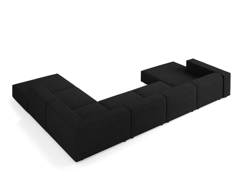 Cosmopolitan Design Panoramische hoekbank rechts Arendal 7-zits, chenille met ribbeleffect, zwart - 262x364x70cm