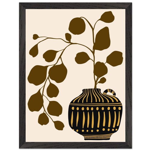 Artfulprints Poster met Lijst Boho – Golden vase   - 30x40 cm - Bruin