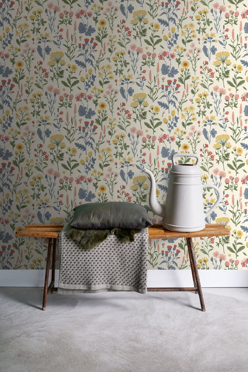Sanders & Sanders behang veldbloemen gebroken wit en meerkleurig - 50 x 900 cm - 935409