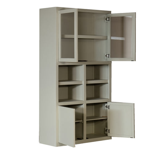 Giga Meubel Kast Xander - Beige Mangohout/Glas - 120x45x220cm - vtwonen shop
