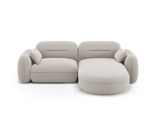 Cosmopolitan Design Modulaire hoekbank rechts Sydney 3-zits, flueel, lichtbeige - 165x230x70cm