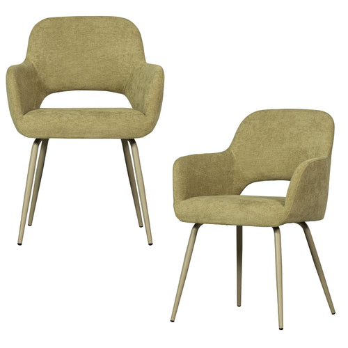 WOOOD eetkamerstoelen Jenny - Polyester - Sage - Set van 2