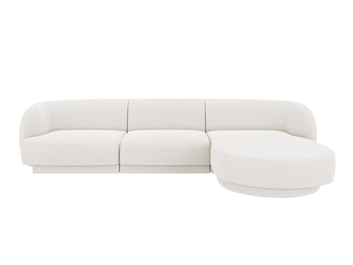 Micadoni - Rechter hoekbank "Miley" 4 zitplaatsen, boucle wit - 156x255x70cm