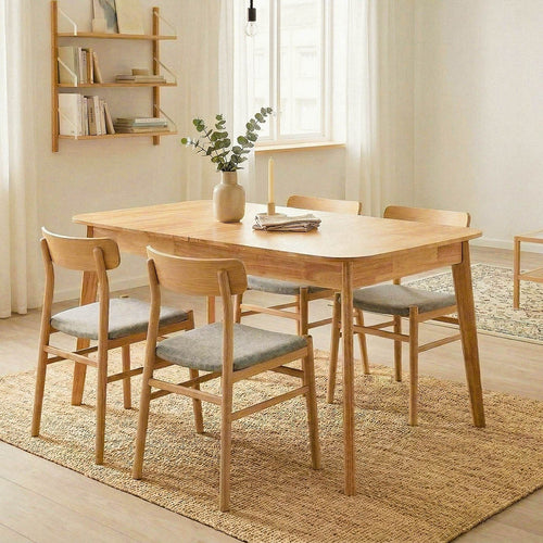 Calicosy - Uitschuifbare Eettafel SOLINE - Rubberwood - 120/160 x80x75 cm