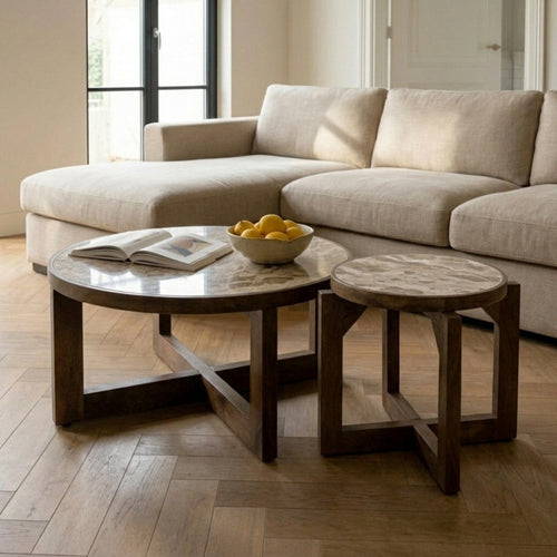 DÉJA Living Salontafel Juuka - Donkerbruin Marmer - Ø60cm