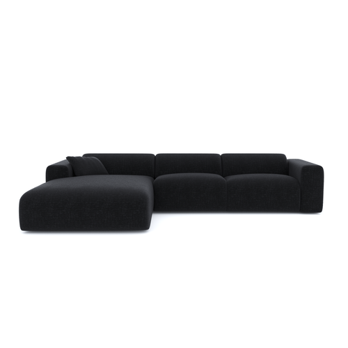 Sia Home - Hoekbank links MYRA - Fluweel met structuur - Antraciet - 280cm - vtwonen shop