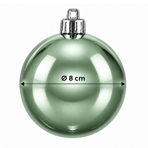 Mica Decorations Kerstballenset Onbreekbaar Lichtgroen - 27 Kerstballen van Gerecycled Kunststof - Diameter 8 cm - Ideaal voor Kinderen en Huisdieren