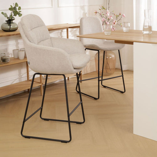 Nolon Nino-Mia Barkruk Beige - met Armleuning - Zwart - 65 cm