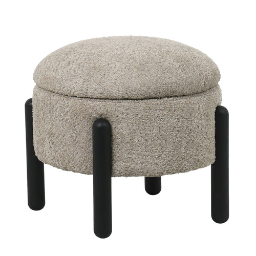 Giga Meubel Poef Charlise - Taupe - Stof/Metaal - 45x45x36cm - vtwonen shop