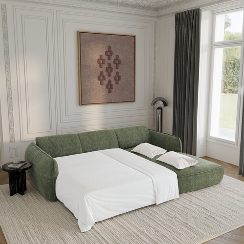 Sia Home  slaapbank LIVIA - Fluweel weefsel - Olijfgroen - 274cm