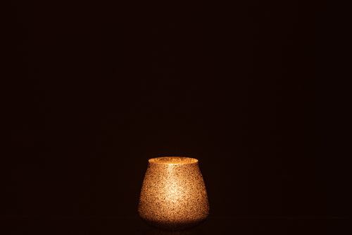 J-Line windlicht Glitter - glas - paars - small - 2 stuks