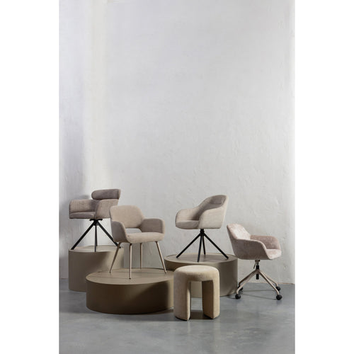 WOOOD draaibare eetkamerstoelen Fenne - Polyester - Naturel -Set van 2 - vtwonen shop